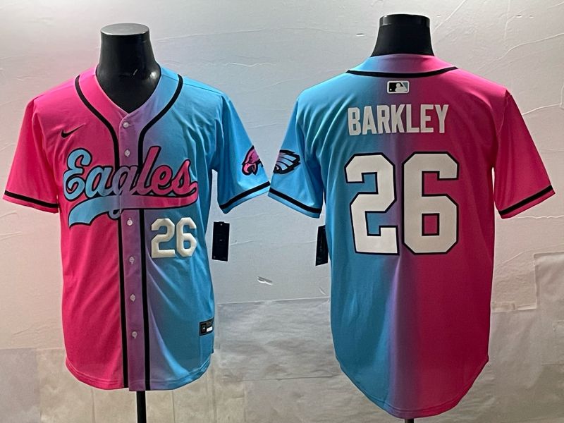 Men 2025 Philadelphia Eagles #26 Barkley Blue pink Nike Limited NFL Jersey style 03->philadelphia eagles->NFL Jersey